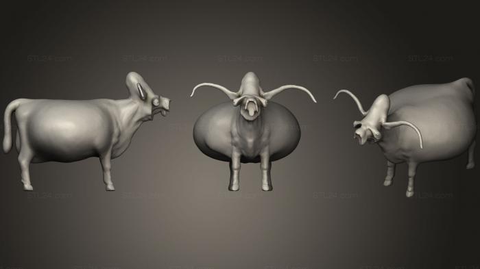 Статуэтки животных (Сумасшедшая корова, STKJ_0872) 3D модель для ЧПУ станка